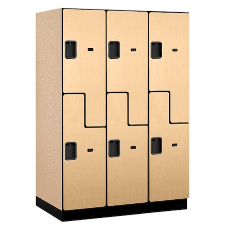 Salsbury Industries 2 Tier 'S' Designer Locker, 54"Wx76"Hx24"D, 6 Door, Maple 18-27364MAP